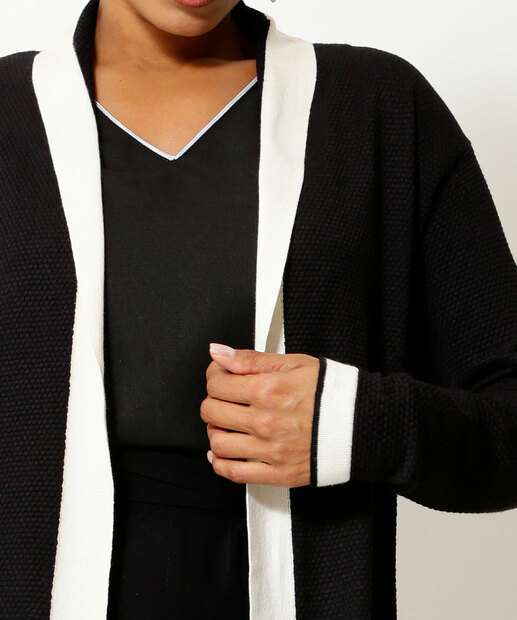 Cardigan Feminino Bicolor Alongado Marisa