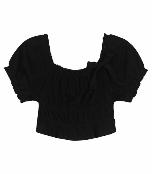 Blusa Ciganinha Cropped Infantil Trick Nick Preto