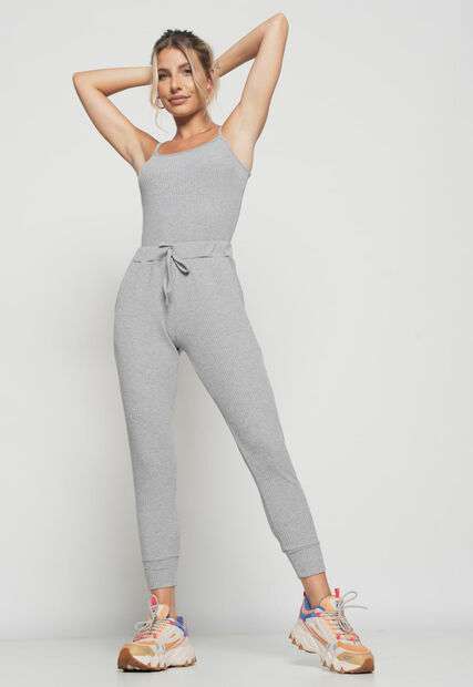 Regata  Alcinha Malha Canelada Mescla