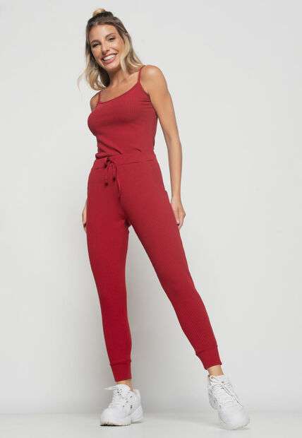 Regata  Alcinha Malha Canelada Vermelho