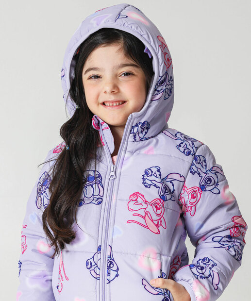 Jaqueta Infantil Puffer Stitch E Angel Tam 4 a 10 Lilás