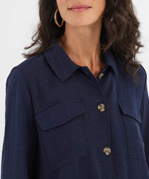 Jaqueta Feminina Bomber Bolsos Marisa Azul