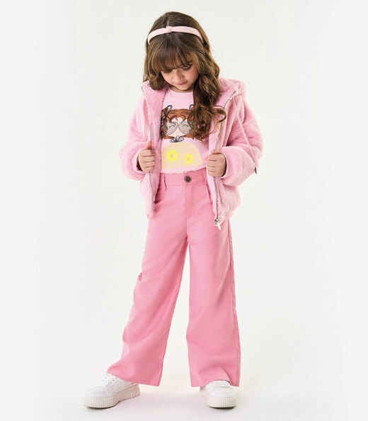 Blusa Infantil Feminina Manga Longa Trick Nick Rosa