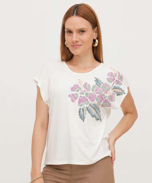 Image_Blusa Feminina Estampa Flores Manga Curta Marisa