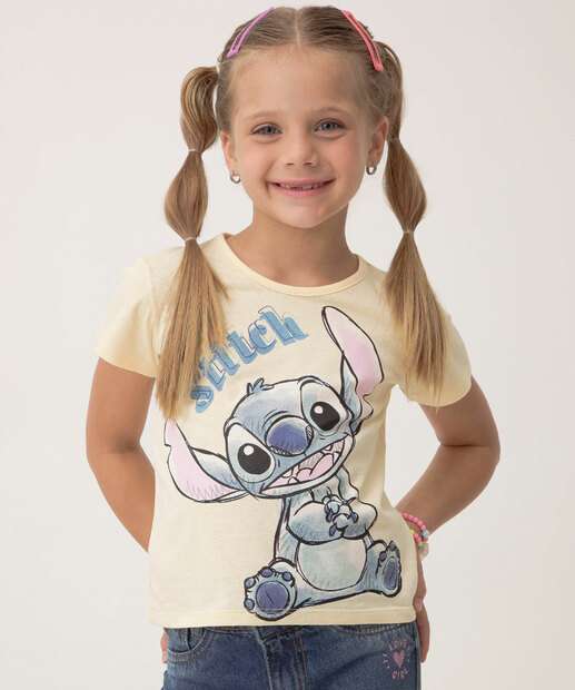 Image_Camiseta Infantil Estampa Stitch Glitter Tam 4 a 10 Amarela
