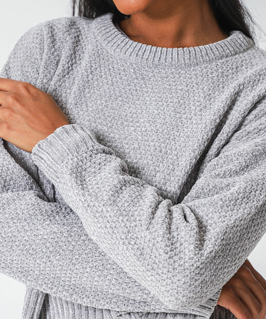 Suéter Feminino Chenille Textura Marisa Cinza