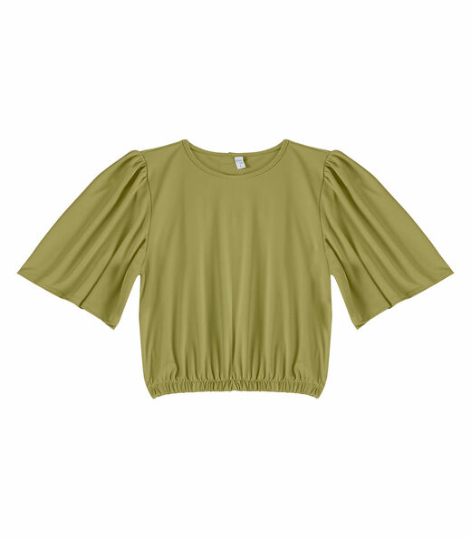 Blusa Feminina Com Franzido Na Manga Infinita Cor Verde