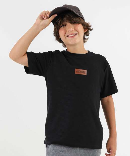 Image_Camiseta Juvenil Textura Marisa Tam 10 a 16 Preto
