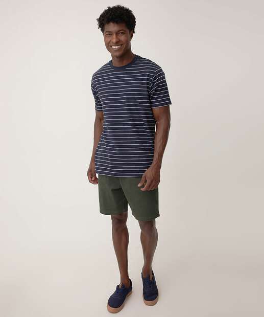 Camiseta Masculina Listrada Manga Curta MR