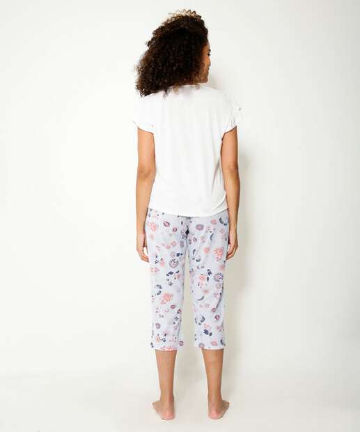 Pijama Feminino Floral Manga Curta Marisa