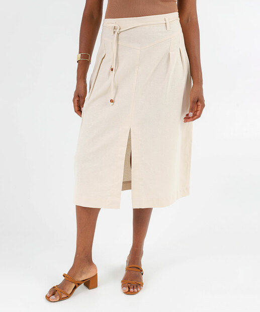 Saia Midi Feminina Marisa Off White