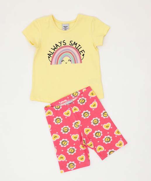 Conjunto Infantil Estampado Manga Curta Marisa Tam 1 a 3 