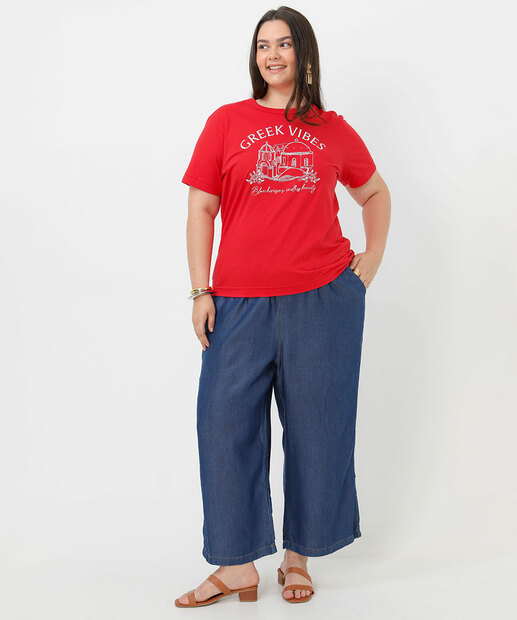 Blusa Plus Size Feminina Estampada Marisa Vermelho