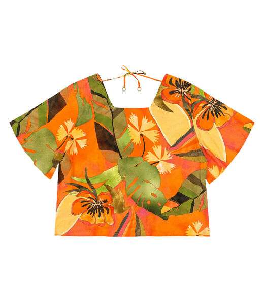 Blusa Feminina Plus Size Estampada Secret Glam Laranja