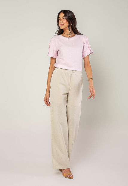 Blusa Alfaiataria Com Botões Na Manga Rosa Salvatore