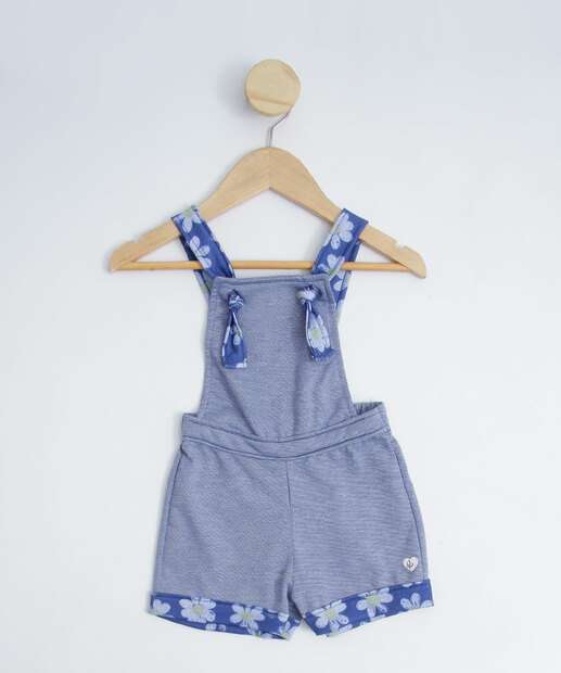 Jardineira Infantil Moletinho Recorte Floral Tam 1 a 3 