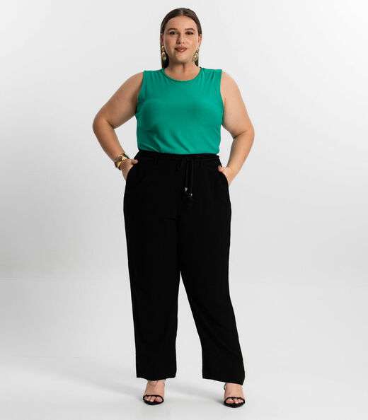 Calça Feminina Plus Size Secret Glam Preto