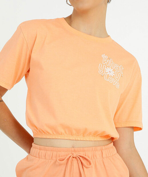 Image_Blusa Cropped Feminina Estampa Frase Manga Curta