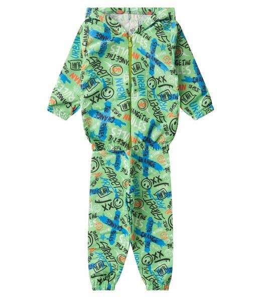 Conjunto Corta Vento Menino Com Capuz Kappes Verde