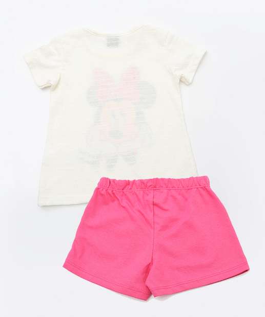 Conjunto Infantil Minnie Disney Tam 1 a 3 Off White