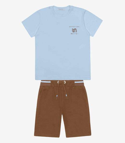 Conjunto Infantil Camiseta Com Bermuda Trick Nick Azul