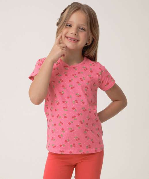 Conjunto Infantil Estampa Cerejas Marisa Tam 4 a 10