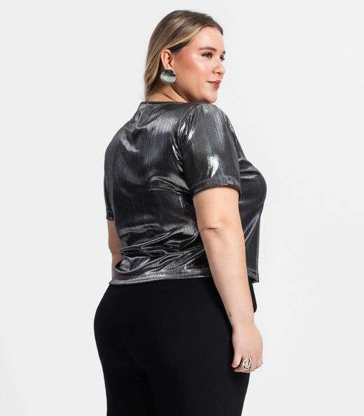 Blusa Feminina Plus Size Secret Glam Cinza