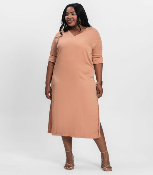 Image_Vestido Manga Curta em Viscose Secret Glam Marrom