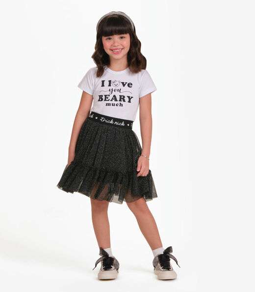 Conjunto Blusa com Saia Menina Trick Nick Preto