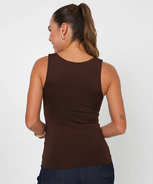 Blusa Regata Feminina Lisa Marisa Marrom