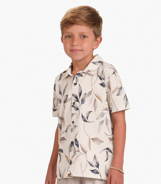 Camisa Meia Malha Menino Trick Nick Bege