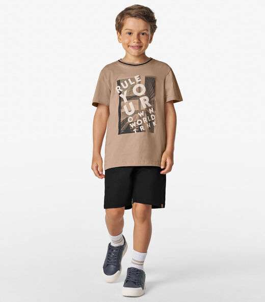 Conjunto Masculino Camiseta com Bermuda Trick Nick Marrom