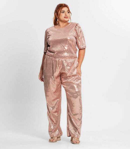 Blusa Feminina Plus Size Em Paetê Secret Glam Unica