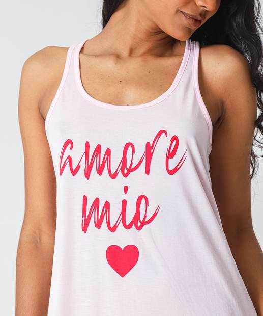 Camisola Estampada Sem Manga Estampada Marisa Rosa