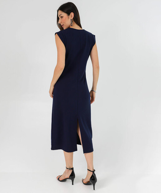 Vestido Midi Feminino Moletinho Muscle Marisa Azul