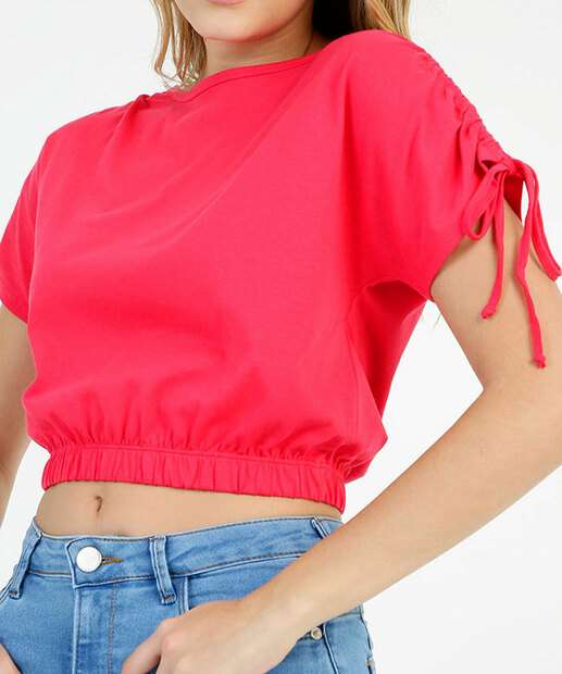 Blusa Cropped Feminina Franzido Amarração Marisa