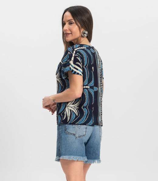 Blusa Feminina Estampada Infinita Cor Azul