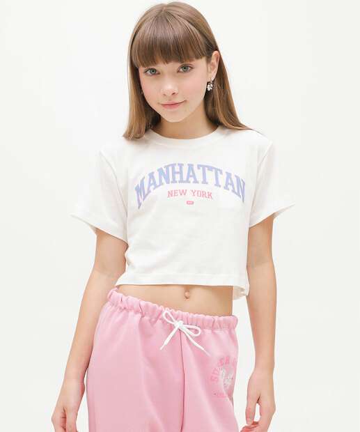 Blusa Juvenil Cropped Estampado Marisa Tam 10 a 16