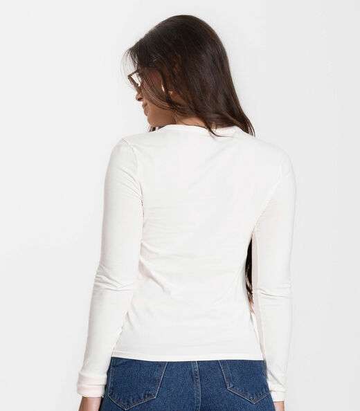 Blusa Manga Longa Básica Select Bege