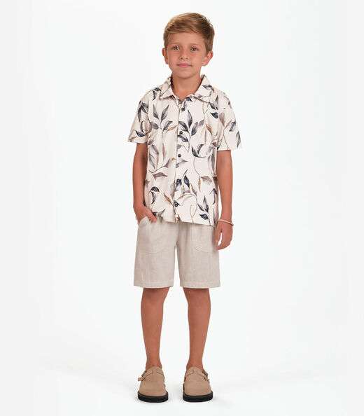 Camisa Meia Malha Menino Trick Nick Bege