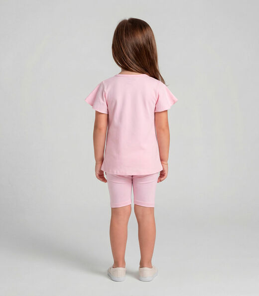 Conjunto Infantil Feminino Blusa E Ciclista Select Rosa