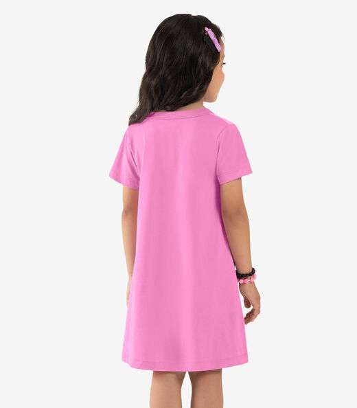 Vestido Infantil Manga Curta Rovi Kids Rosa