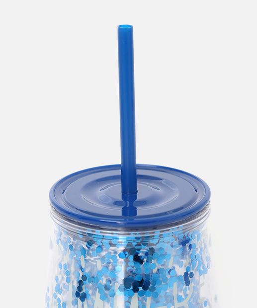 Copo Canudo Confete 350ML Marisa Azul