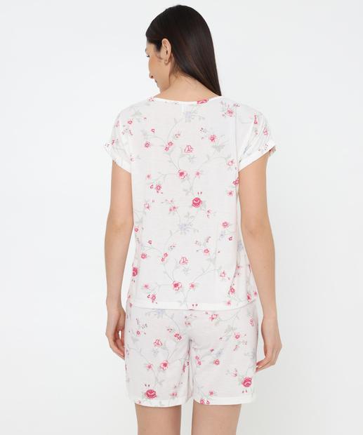 Pijama Feminino Recorte Renda Marisa Off White
