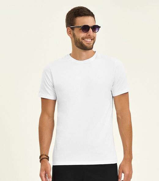 Image_Camiseta Masculina Básica Meia Malha Diametro Branco