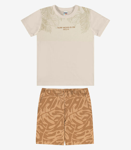 Image_Conjunto Camiseta Com Bermuda Infantil Rovi Kids Bege