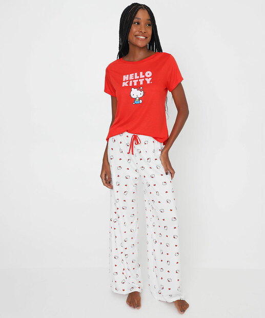 Image_Pijama Feminino Hello Kitty Manga curta Sanrio Vermelho