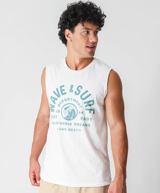 Regata Masculina Estampada Marisa Off White