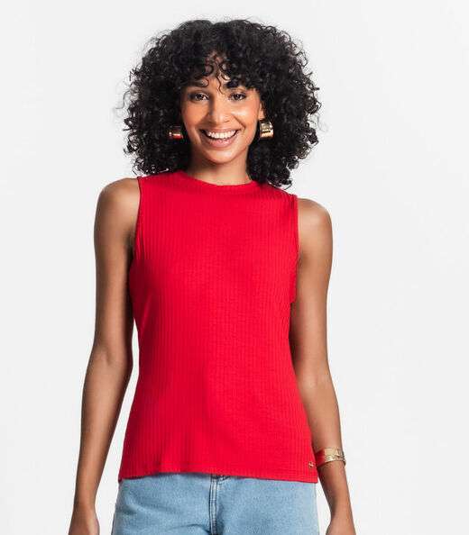 Regata Feminina Ribana Canelada Rovitex Vermelho