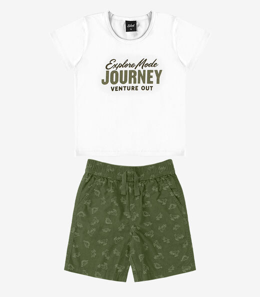 Conjunto Infantil Menino Curto Meia Malha Select Branco